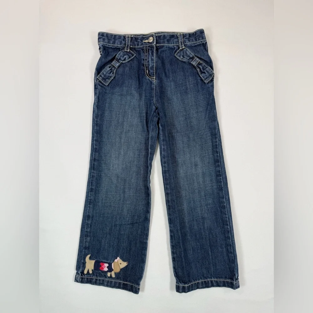 GYMBOREE Puppy Love Line Bow Detail Jeans 5T 2008 Cute‎ Casual Everyday